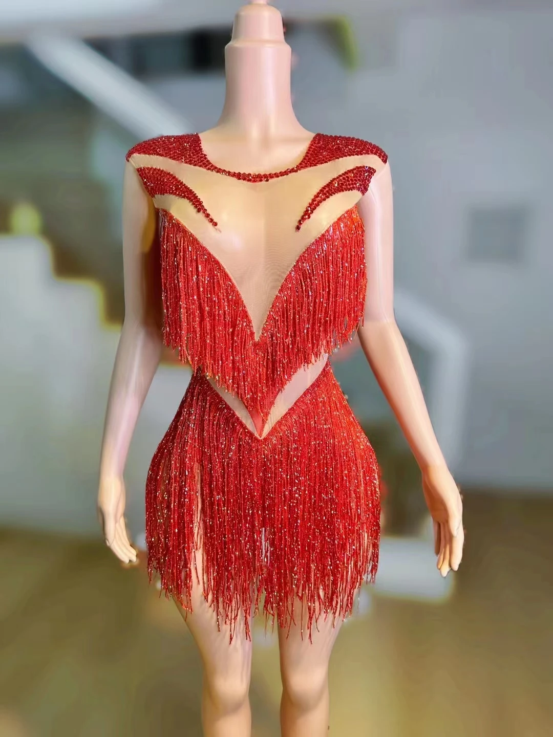 Meizhou Multicolor Diamond Tassel PerspectiveMesh Elastic Slimming Latin DancejumpsuitStage Performance Clothing A511
Meizhou Multicolor Diamond Tassel PerspectiveMesh Elastic Slimming Latin DancejumpsuitStage Performance Clothing A511