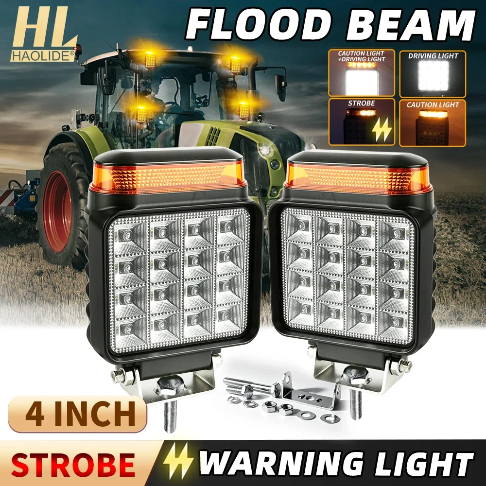 HL 4 Inch 16LED LED Work Light White Flood Beam With 360° Amber Strobe Warning Light 12V 24V Auxiliary for Tractor off-road use
HL 4 Inch 16LED LED Work Light White Flood Beam With 360° Amber Strobe Warning Light 12V 24V Auxiliary for Tractor off-road use