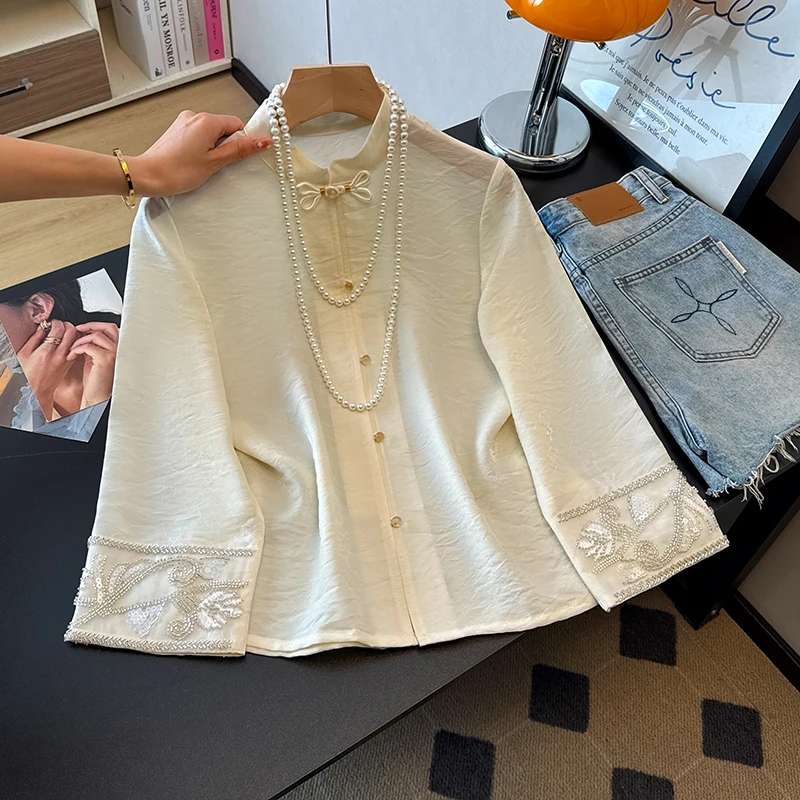Chinese-style Women's Blouses Embroidery Vintage Shirts Fashion Loose Spring/Summer Korean Clothing Long Sleeves Women Tops
Chinese-style Women's Blouses Embroidery Vintage Shirts Fashion Loose Spring/Summer Korean Clothing Long Sleeves Women Tops