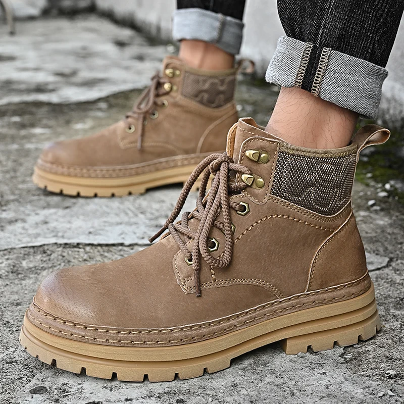 New Boots Men High Top Boots High Quality Men Leather Shoes Fashion Outdoor Sneakers Men Lace Up Non-Slip Ankle Boots for Couple
New Boots Men High Top Boots High Quality Men Leather Shoes Fashion Outdoor Sneakers Men Lace Up Non-Slip Ankle Boots for Couple