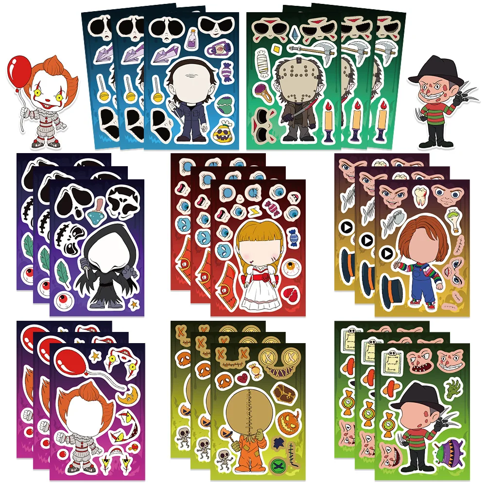 32Sheets Horror Movie Face Swapping DIY Puzzle Stickers Cartoon Assemble Decals Laptop Skateboards iPad Boys Girls Teen Gifts
32Sheets Horror Movie Face Swapping DIY Puzzle Stickers Cartoon Assemble Decals Laptop Skateboards iPad Boys Girls Teen Gifts