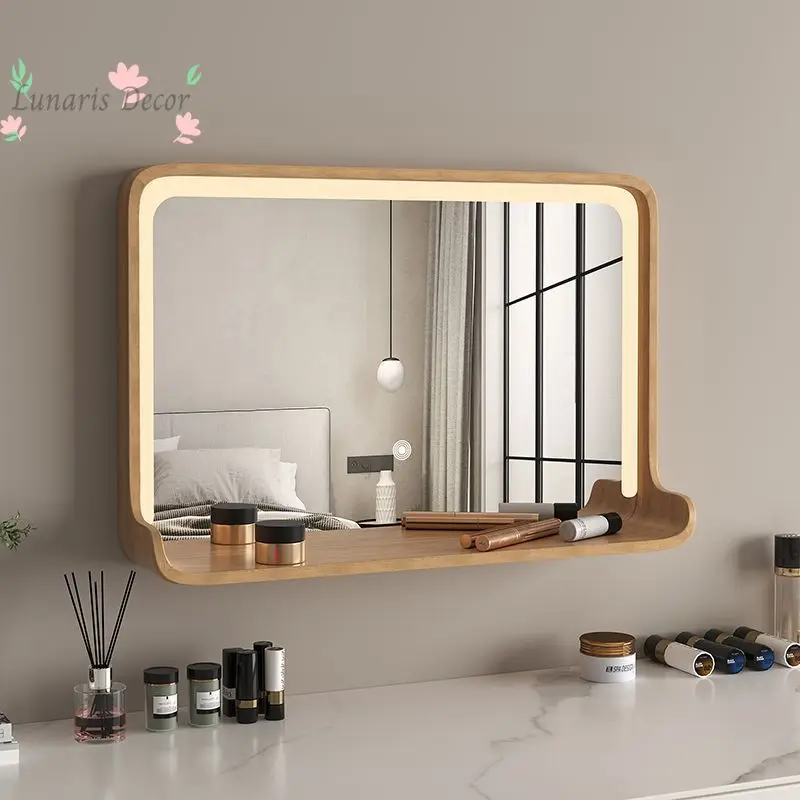 Solid Wood Wall Mounted LED Makeup Mirror With Light Simple Bathroom Vanity Mirror For Bedroom Dressing Table Decor
Solid Wood Wall Mounted LED Makeup Mirror With Light Simple Bathroom Vanity Mirror For Bedroom Dressing Table Decor