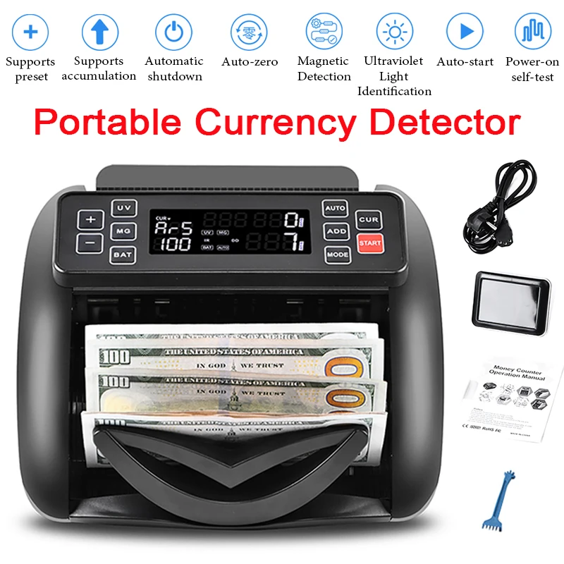 Money Counter Business Cash Register Bill Counterfeit Bill Detector by UV/MG/IR Function Multi-Currency Counter Counterfeit
Money Counter Business Cash Register Bill Counterfeit Bill Detector by UV/MG/IR Function Multi-Currency Counter Counterfeit