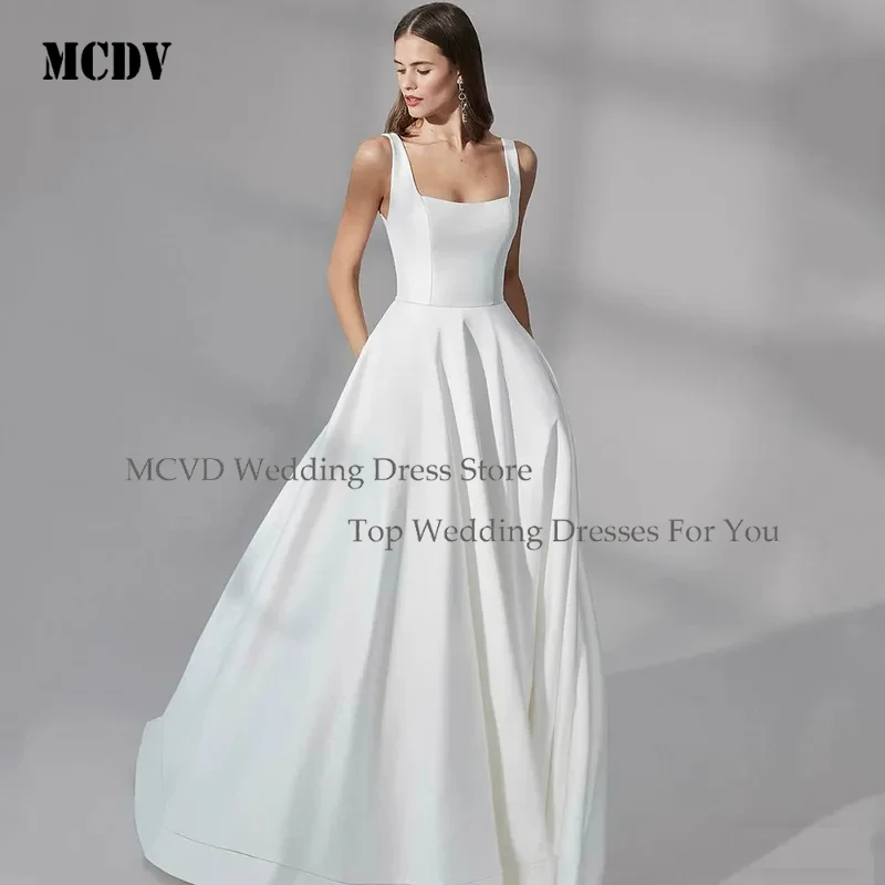 MCDV 2025 Customized Wedding Dress Square Neck Sleeveless with Pockets Backless Buttons Elegant Long Train Bridal Gown for Bride
MCDV 2025 Customized Wedding Dress Square Neck Sleeveless with Pockets Backless Buttons Elegant Long Train Bridal Gown for Bride
