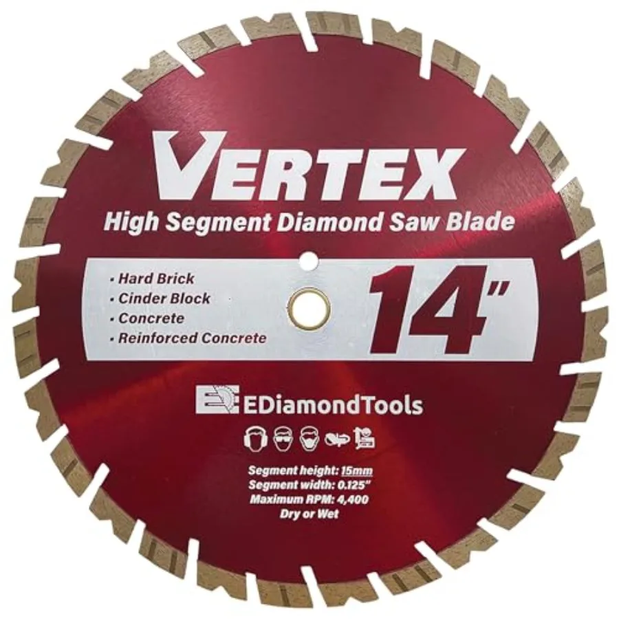 4" Premium Diamond Saw Blades for Concrete and Brick/8" Segment Width mm Segment Height 4-/8" Cutting Depth " Arbor
4" Premium Diamond Saw Blades for Concrete and Brick/8" Segment Width mm Segment Height 4-/8" Cutting Depth " Arbor