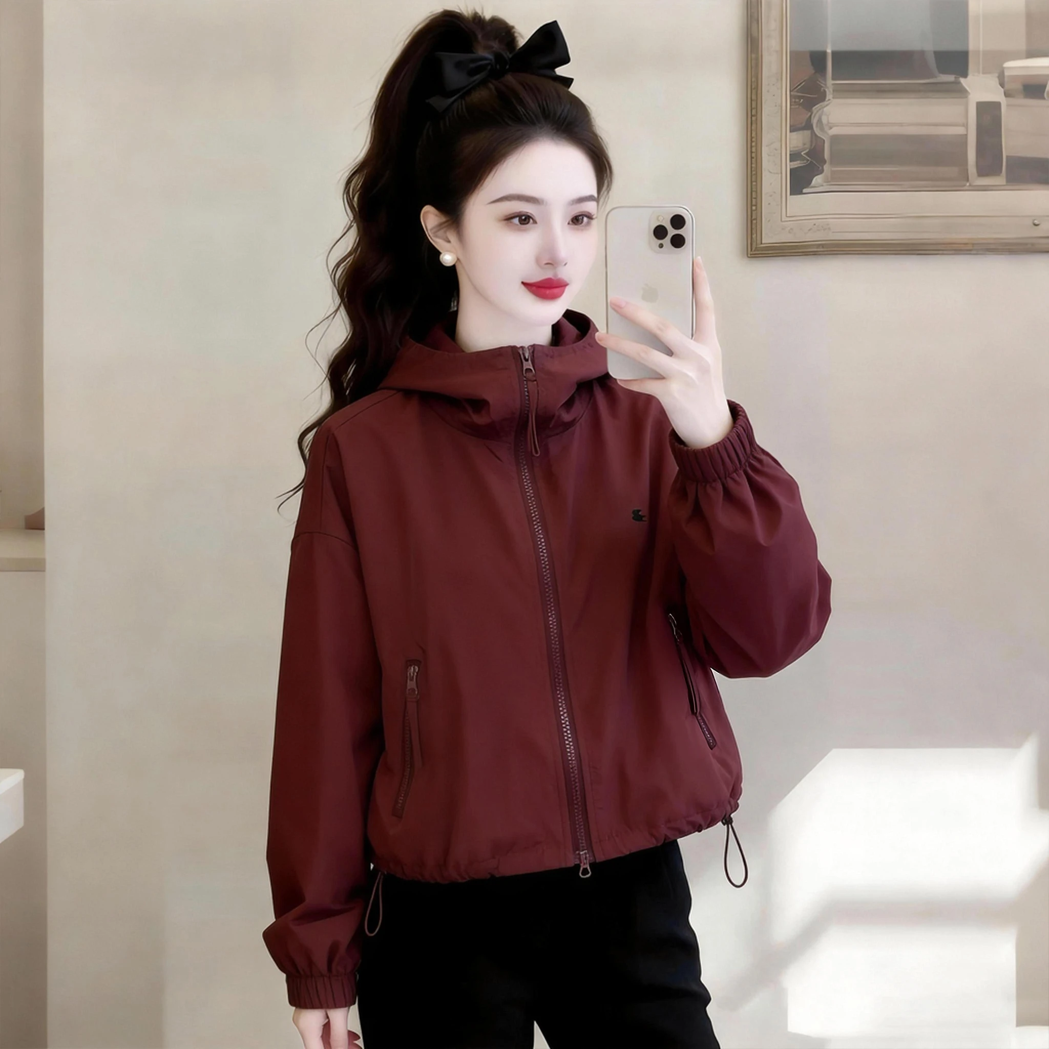 Slimming Effect Korean Style Casual Short Jacket Women's Beautiful Embroidery Top Spring Autumn New Arrival Hooded Coat
Slimming Effect Korean Style Casual Short Jacket Women's Beautiful Embroidery Top Spring Autumn New Arrival Hooded Coat