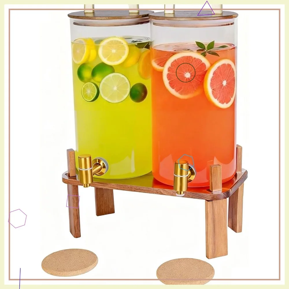 2-Pack 1.5 Gallon Glass Beverage Dispenser with Wooden Lid, Stand & Leak-Proof Spigot for Parties, Weddings
2-Pack 1.5 Gallon Glass Beverage Dispenser with Wooden Lid, Stand & Leak-Proof Spigot for Parties, Weddings