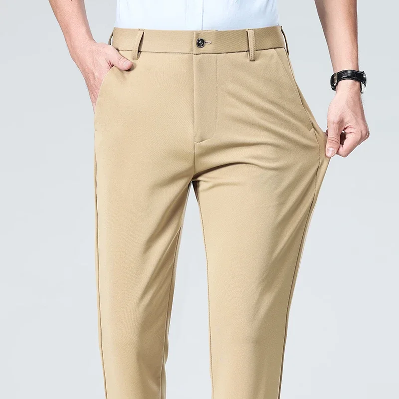 Mens Straight Leg Business Formal Trousers Classic Wrinkle Resistant Soft Comfort Lightweight Dress Pants
Mens Straight Leg Business Formal Trousers Classic Wrinkle Resistant Soft Comfort Lightweight Dress Pants