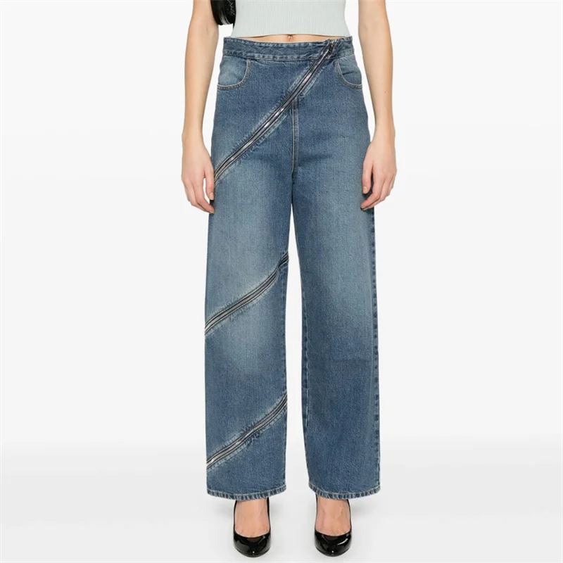 Women's jeans 2025 Summer New Asymmetric Zipper Decorative Women's pants pure cotton low waisted straight leg pants Denim pants
Women's jeans 2025 Summer New Asymmetric Zipper Decorative Women's pants pure cotton low waisted straight leg pants Denim pants