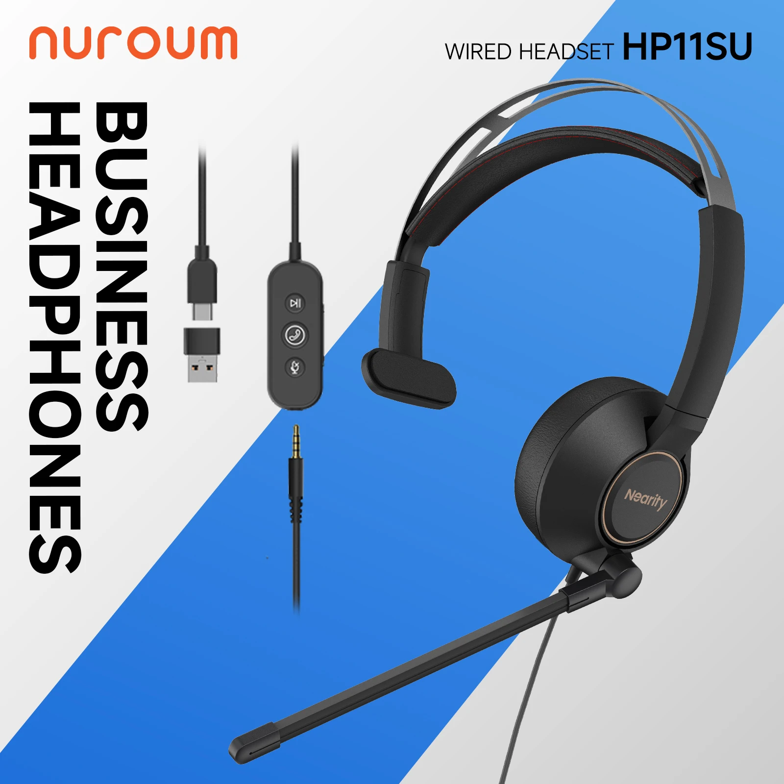 NUROUM HP11-SU Single-ear Call Center Wired Usb Headset Ai Noise Cancelling With Microphone For Pc Laptop
NUROUM HP11-SU Single-ear Call Center Wired Usb Headset Ai Noise Cancelling With Microphone For Pc Laptop