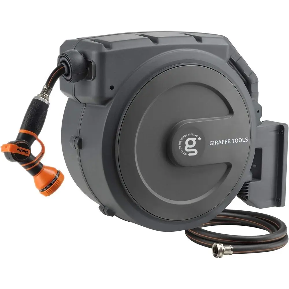 Retractable Garden Hose 1/2 Inch x 130 t, Super Heavy Duty, Any Length Lock, Slow Return System, Wall Mounted and 180 Deg Swivel
Retractable Garden Hose 1/2 Inch x 130 t, Super Heavy Duty, Any Length Lock, Slow Return System, Wall Mounted and 180 Deg Swivel