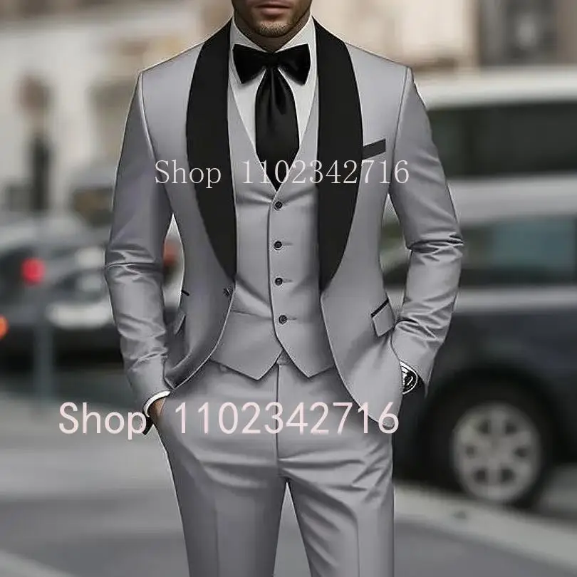Latest Grey Wedding Suits for Men Slim Fit Shawl Lapel Tuxedo Best Man Groomsmen Formal Prom Party Dress 3 Piece Costume Homme
Latest Grey Wedding Suits for Men Slim Fit Shawl Lapel Tuxedo Best Man Groomsmen Formal Prom Party Dress 3 Piece Costume Homme