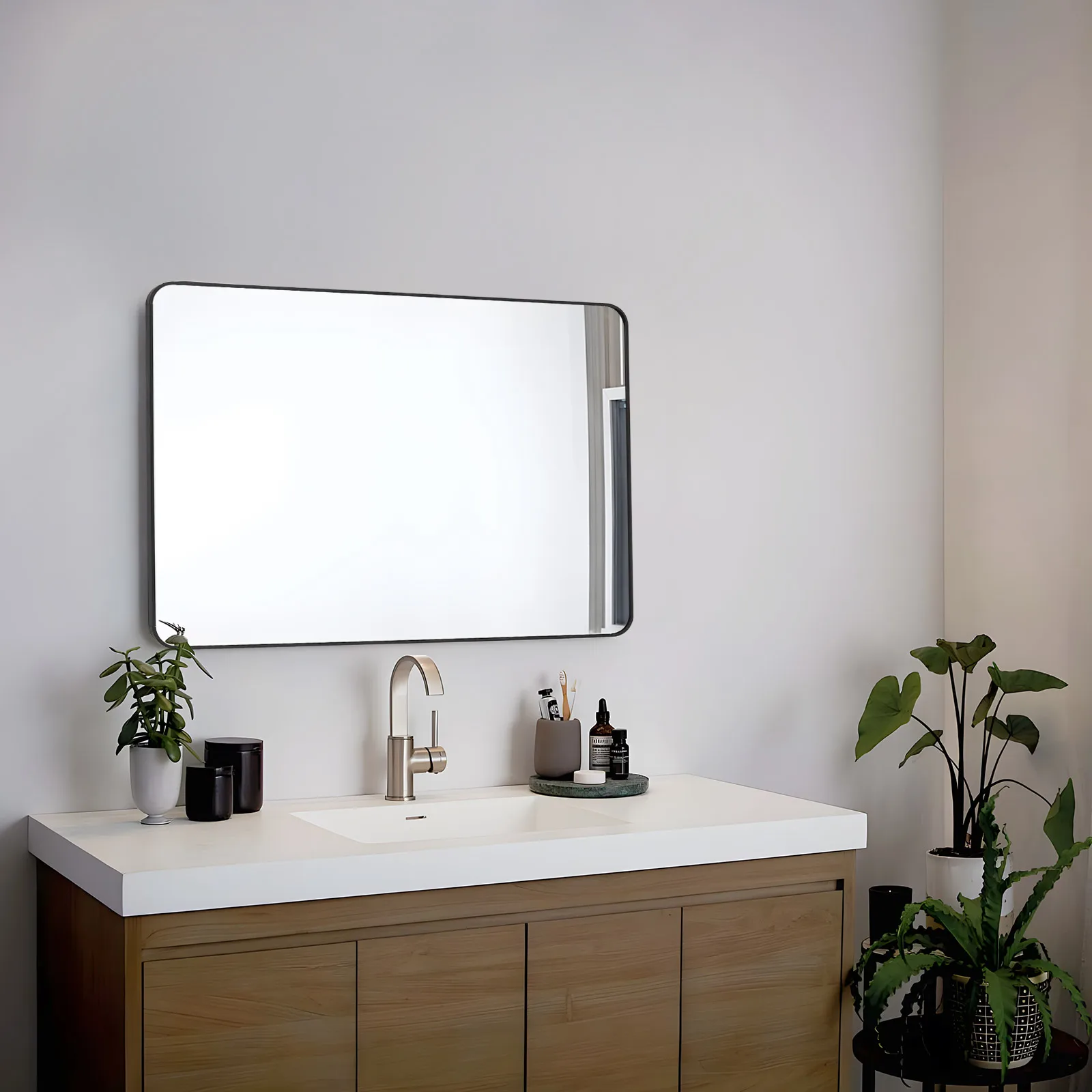 23.62*31.5in Bathroom Mirror Rounded Rectangle Bathroom Vanity Mirror with Round Design and Practical Stickers for Bathrooms, Bedrooms, Living Rooms, Fireplaces, Entryways
23.62*31.5in Bathroom Mirror Rounded Rectangle Bathroom Vanity Mirror with Round Design and Practical Stickers for Bathrooms, Bedrooms, Living Rooms, Fireplaces, Entryways