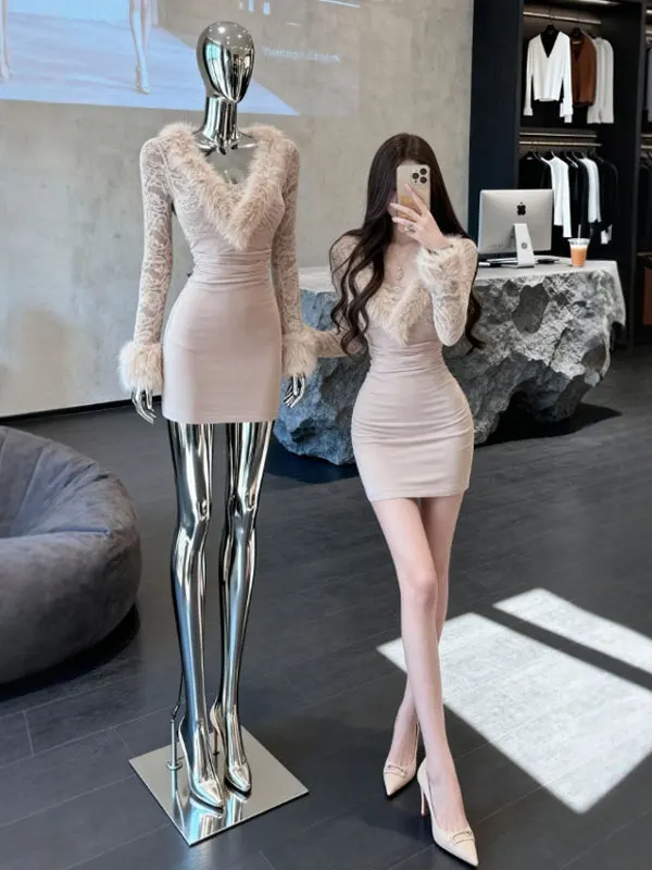 Pure Desire Sexy V-ne Lace Splice Bodycon ort Skirt Unique Beautiful Dr Cotton High Waist Long Sve Women's Dr
Pure Desire Sexy V-ne Lace Splice Bodycon ort Skirt Unique Beautiful Dr Cotton High Waist Long Sve Women's Dr