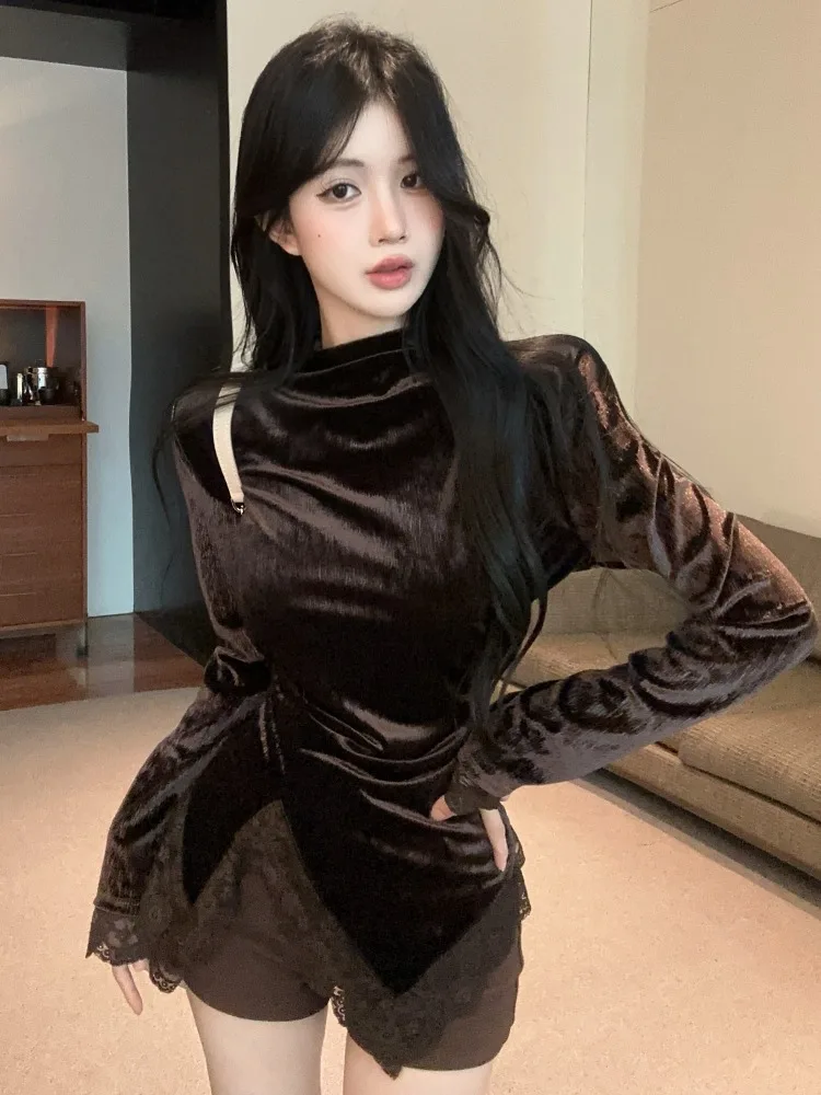 Pure Desire Spicy Girl Style Lace Patchwork Irregular Hem Long Sleeve Waist Cinched Base Shirt Autumn Winter New High-End Fee...
Pure Desire Spicy Girl Style Lace Patchwork Irregular Hem Long Sleeve Waist Cinched Base Shirt Autumn Winter New High-End Fee...