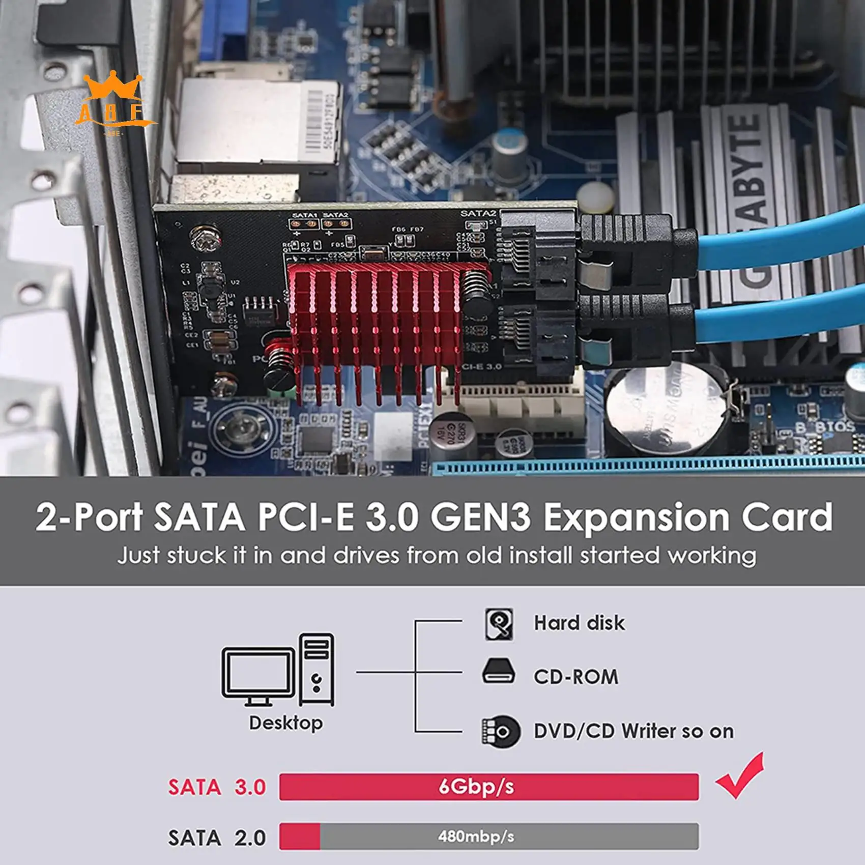 A08E-Pcie To 2 Ports SATA 3.0 6 Gbps SSD Adapter PCI-E PCI Express X1 Controller Board Expansion Card Support X4 X6 X8 X16
A08E-Pcie To 2 Ports SATA 3.0 6 Gbps SSD Adapter PCI-E PCI Express X1 Controller Board Expansion Card Support X4 X6 X8 X16
