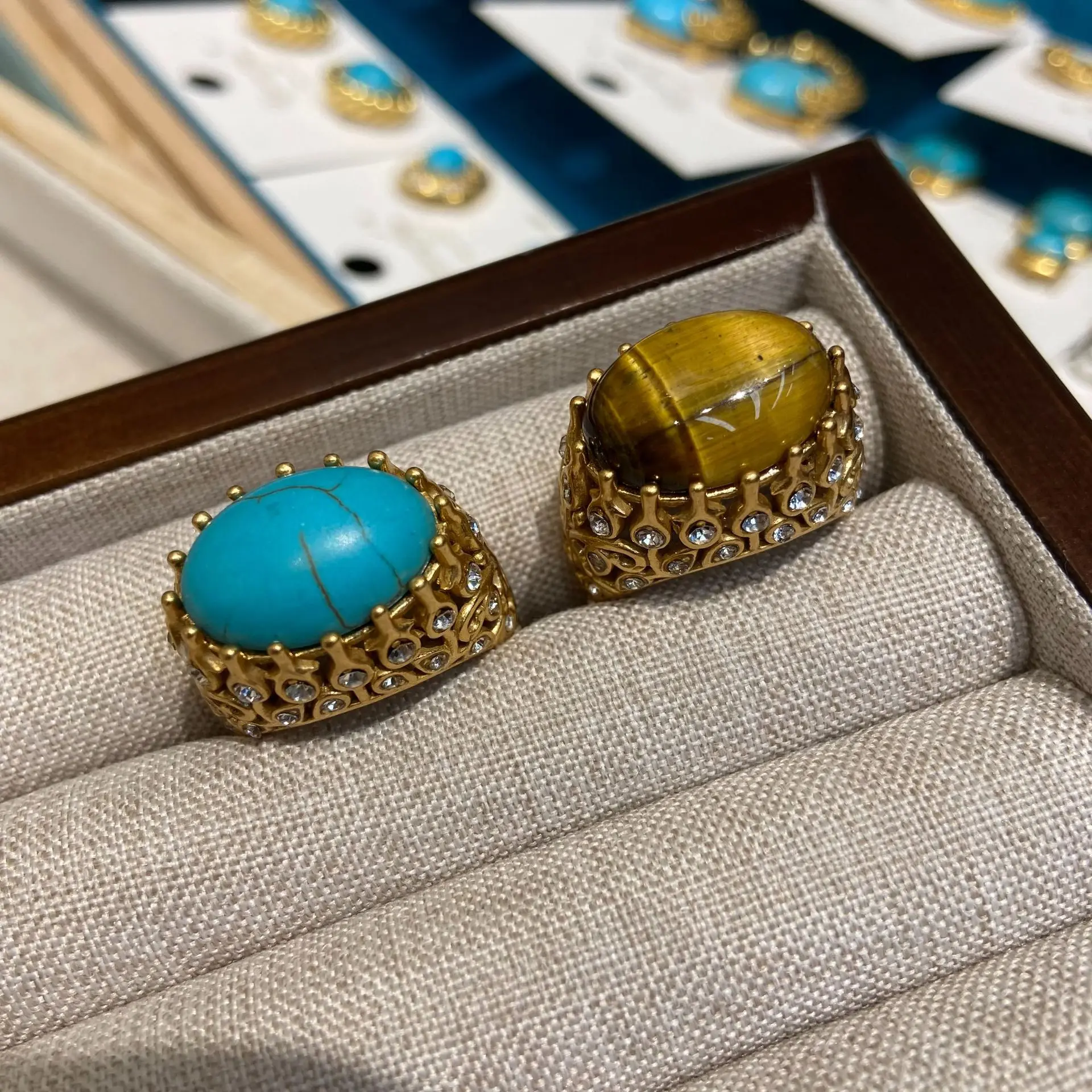 vintage open ring big natural stone blue amber gold color metal ring women adjustable
vintage open ring big natural stone blue amber gold color metal ring women adjustable