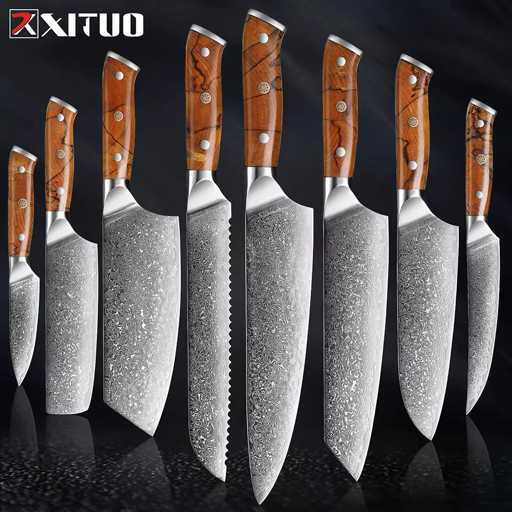 XITUO Damascus Steel Kitchen Knife Set 1-8 Pcs Pro Japanese Chef Knives Sharp Chef Santoku Slicing Knife Utility Paring Knife
XITUO Damascus Steel Kitchen Knife Set 1-8 Pcs Pro Japanese Chef Knives Sharp Chef Santoku Slicing Knife Utility Paring Knife