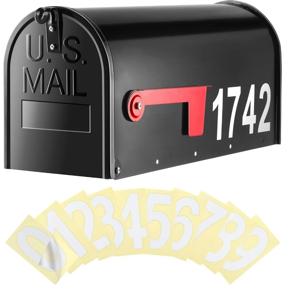 Galvanized Steel Black Post Mount Mailbox with Five Sets Reflective Number Stickers
Galvanized Steel Black Post Mount Mailbox with Five Sets Reflective Number Stickers