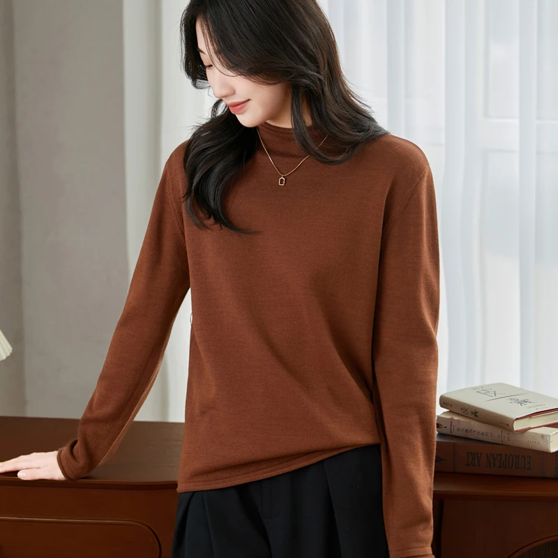 100% pure cotton knitted women's semi high neck pullover for spring autumn loose fashionable solid color basic long sleeved top
100% pure cotton knitted women's semi high neck pullover for spring autumn loose fashionable solid color basic long sleeved top