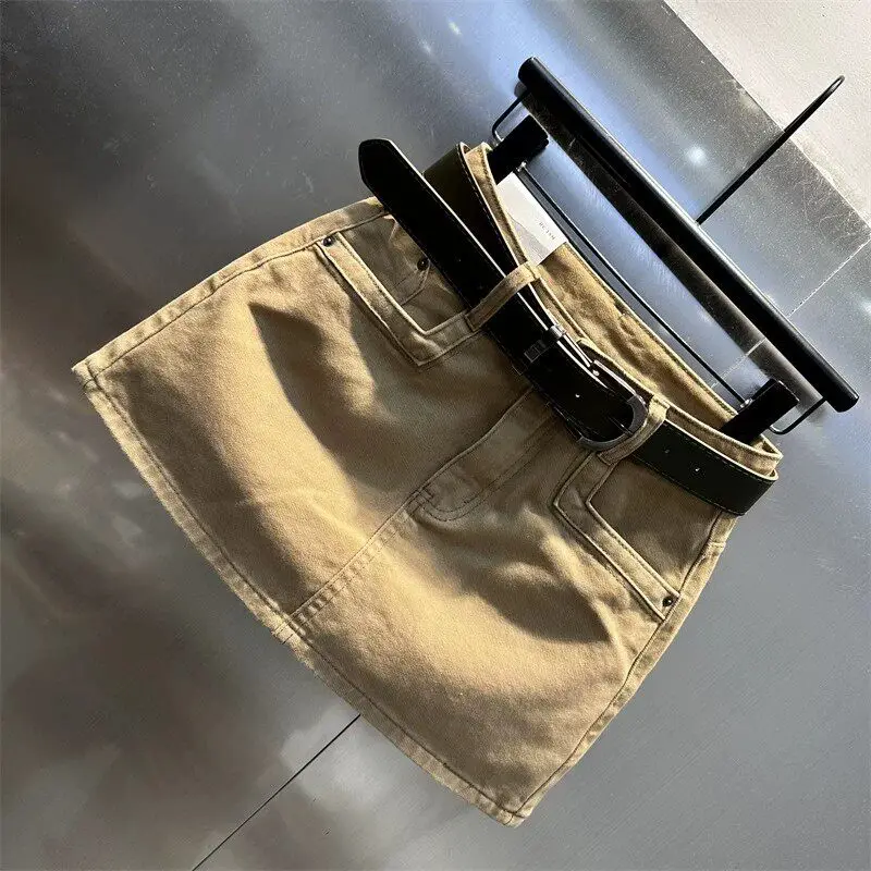 Versatile Half-length Skirt Women's Khaki Washed Denim Spring Summer New Arrival High Waist Cotton A-line Skirt by Chinese De...
Versatile Half-length Skirt Women's Khaki Washed Denim Spring Summer New Arrival High Waist Cotton A-line Skirt by Chinese De...