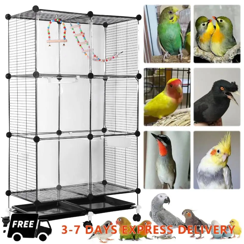 Bird Cage Universal Wheel Metal Parrot Cage with Stand Tray Swing Ladder (Black)
Bird Cage Universal Wheel Metal Parrot Cage with Stand Tray Swing Ladder (Black)
