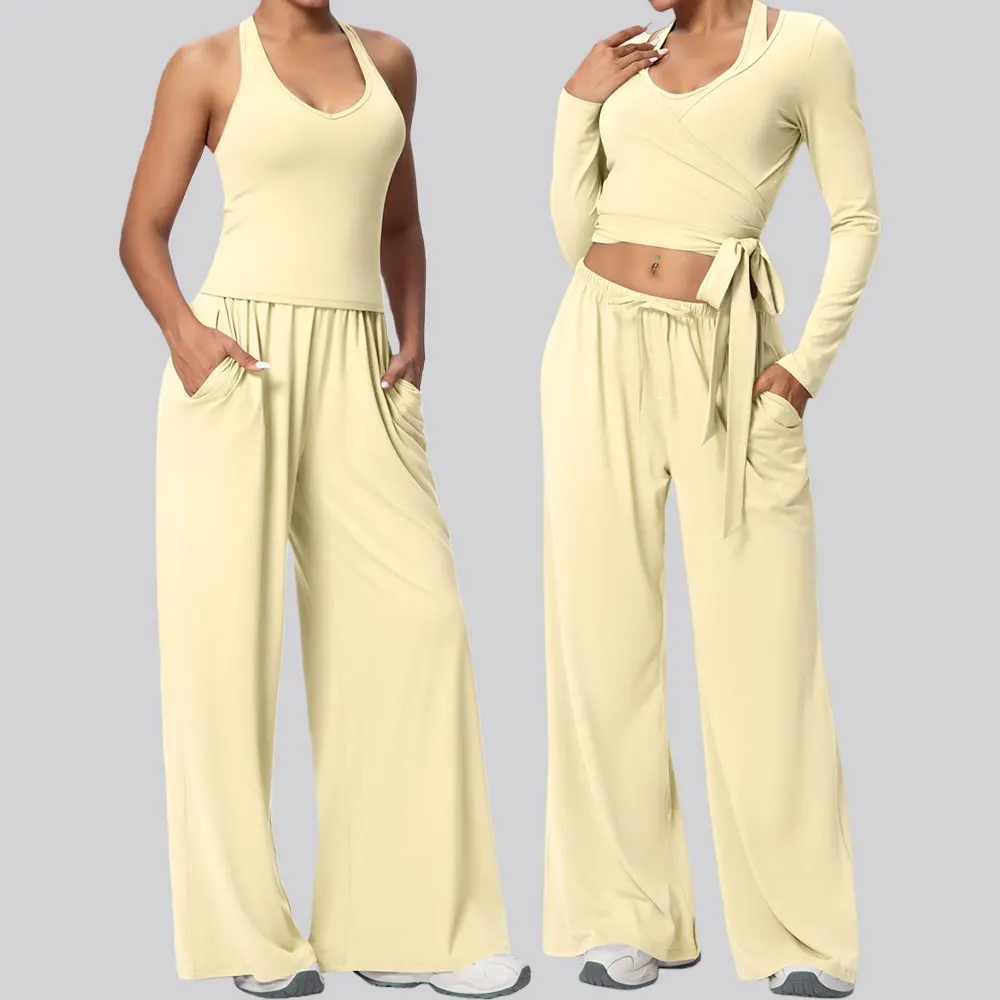 Комплект для йоги и фитнеса из 2/3 предметов: женский спортивный костюм, широкие брюки, топ с длинным рукавом, бюстгальтер для тренировок, спортивная одежда
Комплект для йоги и фитнеса из 2/3 предметов: женский спортивный костюм, широкие брюки, топ с длинным рукавом, бюстгальтер для тренировок, спортивная одежда