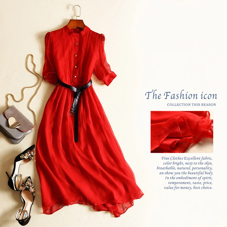 Summer Dress Silk Red Long Dress Elegant Women Dress Fashion Ladies Dresses New Arrival Solid O-neck Vestidos
Summer Dress Silk Red Long Dress Elegant Women Dress Fashion Ladies Dresses New Arrival Solid O-neck Vestidos