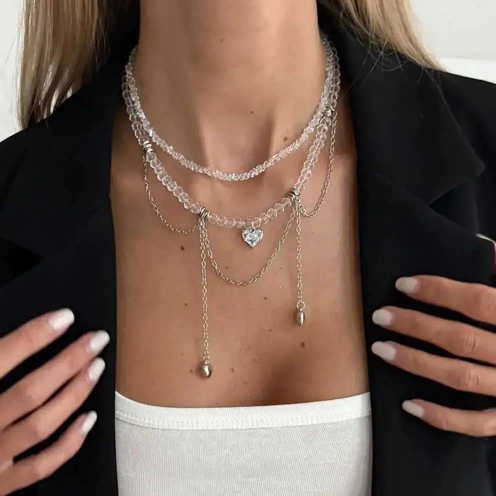 2Pcs Peach Heart Tassel Pendant Necklace Set for Women Boho Crystal Beaded Clavicle Chain Fashion Y2K Jewelry
2Pcs Peach Heart Tassel Pendant Necklace Set for Women Boho Crystal Beaded Clavicle Chain Fashion Y2K Jewelry