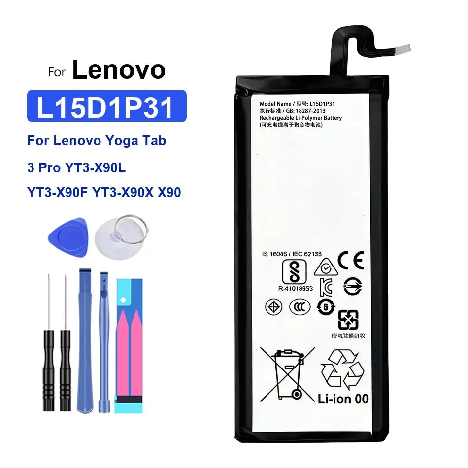 L15D1P31 For Lenovo Yoga Tab 3 Pro YT3-X90L YT3-X90F YT3-X90X X90 High-Efficiency Tablet Battery 4000mAh
L15D1P31 For Lenovo Yoga Tab 3 Pro YT3-X90L YT3-X90F YT3-X90X X90 High-Efficiency Tablet Battery 4000mAh
