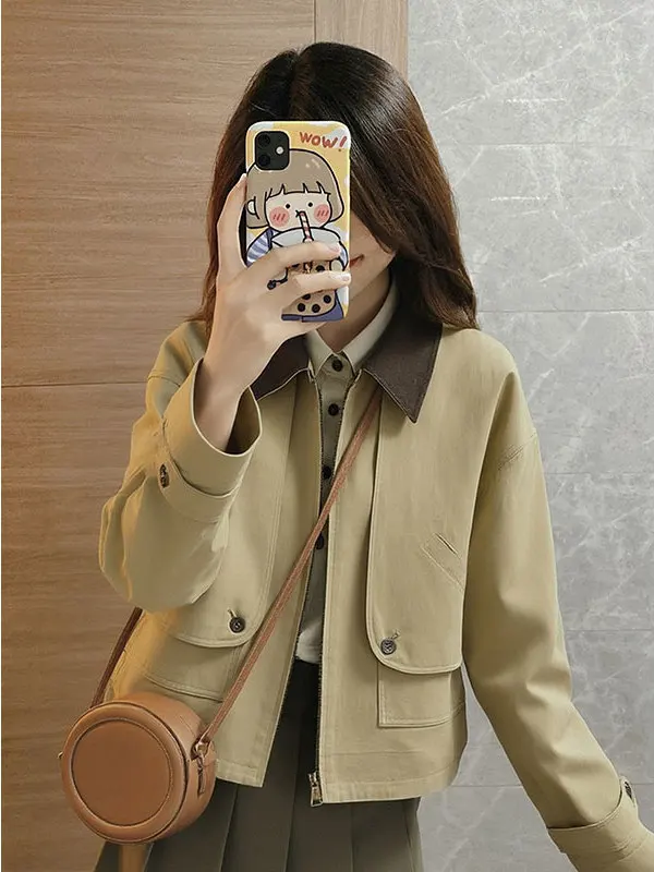 Retro Fashionable Khaki Long Sleeve Collar Women's Outerwear Commuting Spring 2026 New Style Splice Cardigan Top
Retro Fashionable Khaki Long Sleeve Collar Women's Outerwear Commuting Spring 2026 New Style Splice Cardigan Top