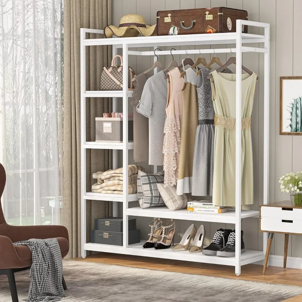 # Free-Standing Closet Organizer,Heavy Duty Clothes Closet, Portable Garment Rack With 6-Tier Shelves And Hanging Rod(White&whi
# Free-Standing Closet Organizer,Heavy Duty Clothes Closet, Portable Garment Rack With 6-Tier Shelves And Hanging Rod(White&whi
