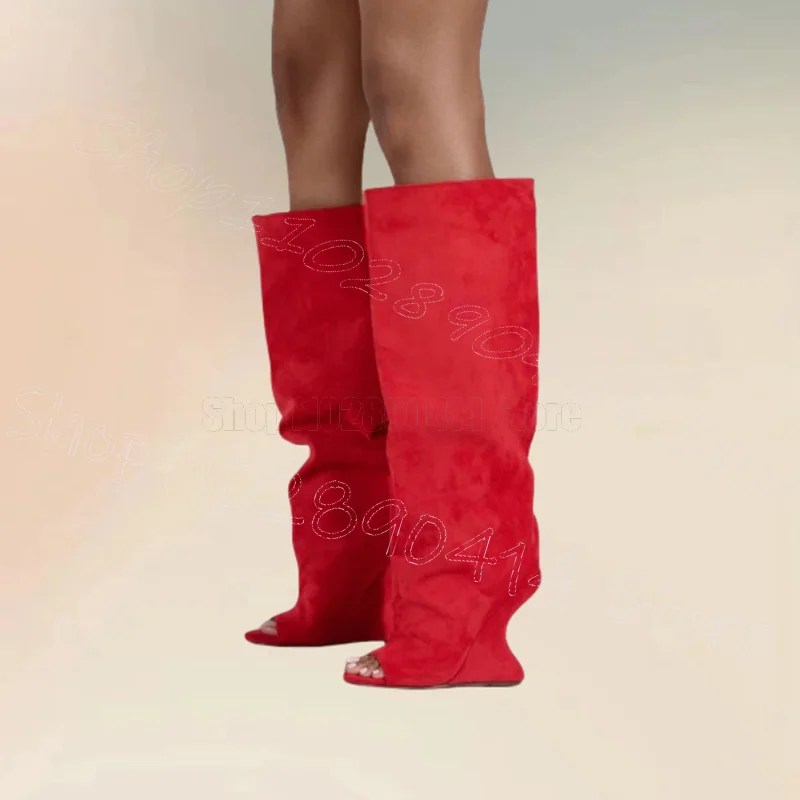 Red Flock Strange Style Heels Knee High Boots Slip On Women Shoes Peep Toe Fashion Party Banquet Dating 2025 Zapatos Para Mujere
Red Flock Strange Style Heels Knee High Boots Slip On Women Shoes Peep Toe Fashion Party Banquet Dating 2025 Zapatos Para Mujere