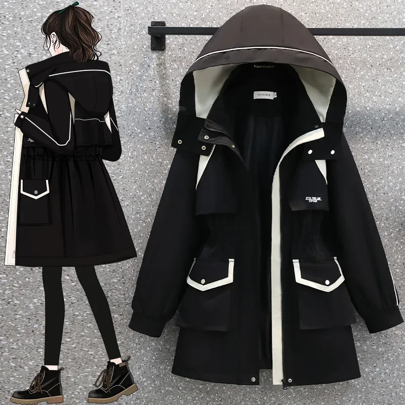 Весна-Осень 2023, новый шикарный повседневный плащ, женское пальто, модные тонкие топы средней длины на шнуровке с капюшоном 
Весна-Осень 2023, новый шикарный повседневный плащ, женское пальто, модные тонкие топы средней длины на шнуровке с капюшоном