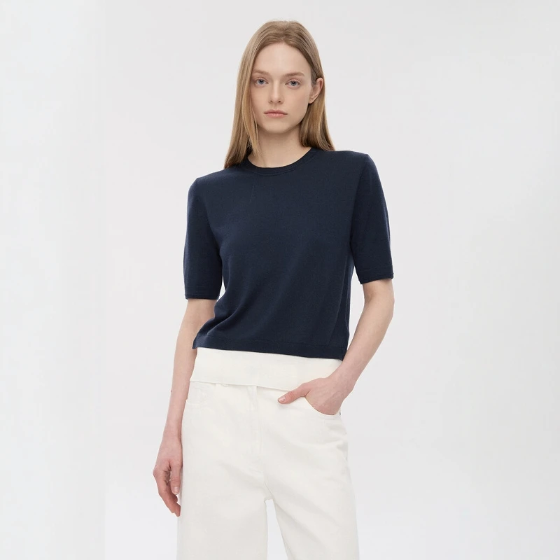 Spring Summer Candy Colored round Neck Short Sleeve Knitted Shirt Women's Slim Fit Commute Style Wool Blend Knitwear Top
Spring Summer Candy Colored round Neck Short Sleeve Knitted Shirt Women's Slim Fit Commute Style Wool Blend Knitwear Top