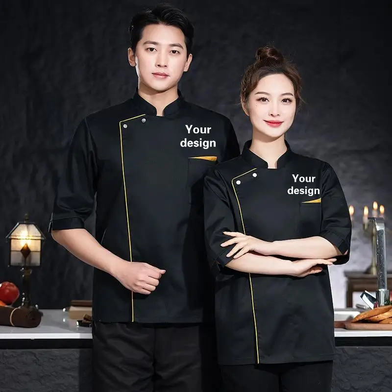 Custom Chef Jacket Uniform Shirt Logo Personalized Design Pattern Embroidery Men's Kitchen Short Sleeve Work Clothes Cook Coat
Custom Chef Jacket Uniform Shirt Logo Personalized Design Pattern Embroidery Men's Kitchen Short Sleeve Work Clothes Cook Coat