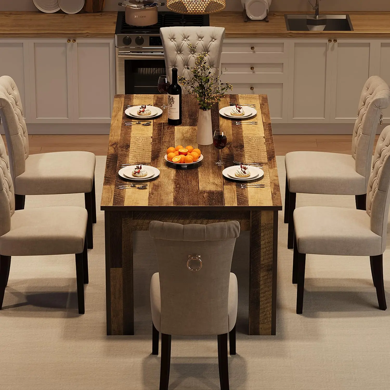 Rustic Farmhouse Dining Table For 4-6 People, 63 Inch Rectangular Kitchen Table With Thick MDF Top And Sturdy Legs
Rustic Farmhouse Dining Table For 4-6 People, 63 Inch Rectangular Kitchen Table With Thick MDF Top And Sturdy Legs