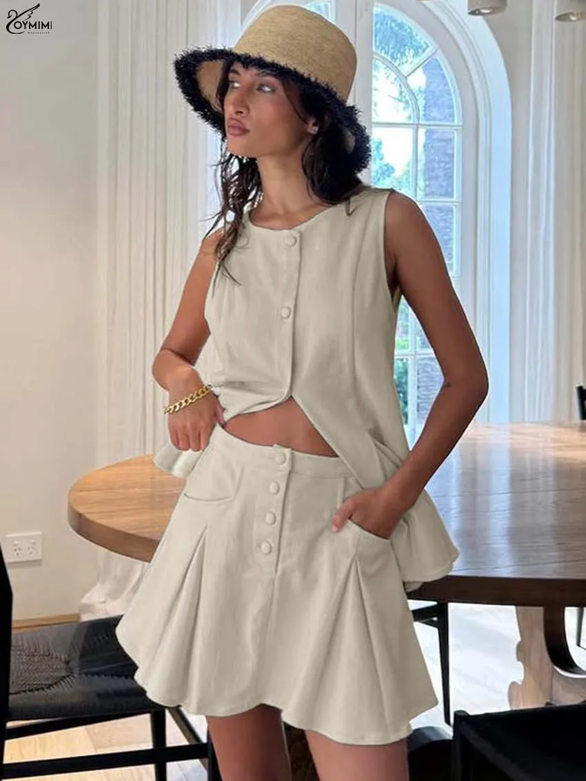 Oymimi, повседневный хлопковый женский комплект цвета хаки, комплект из 2 предметов, модные рубашки без рукавов с круглым вырезом и карманами, плиссированные мини-юбки, комплекты
Oymimi, повседневный хлопковый женский комплект цвета хаки, комплект из 2 предметов, модные рубашки без рукавов с круглым вырезом и карманами, плиссированные мини-юбки, комплекты