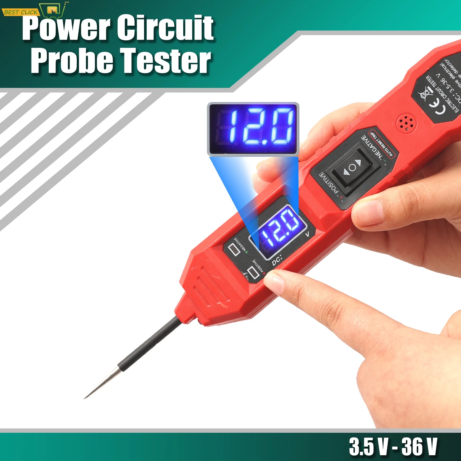 Universal 3.5-36V Automotive Circuit Tester Electrical System Tester Voltage Power Probe Kit Diagnostic Tool LED Digital Display
Universal 3.5-36V Automotive Circuit Tester Electrical System Tester Voltage Power Probe Kit Diagnostic Tool LED Digital Display