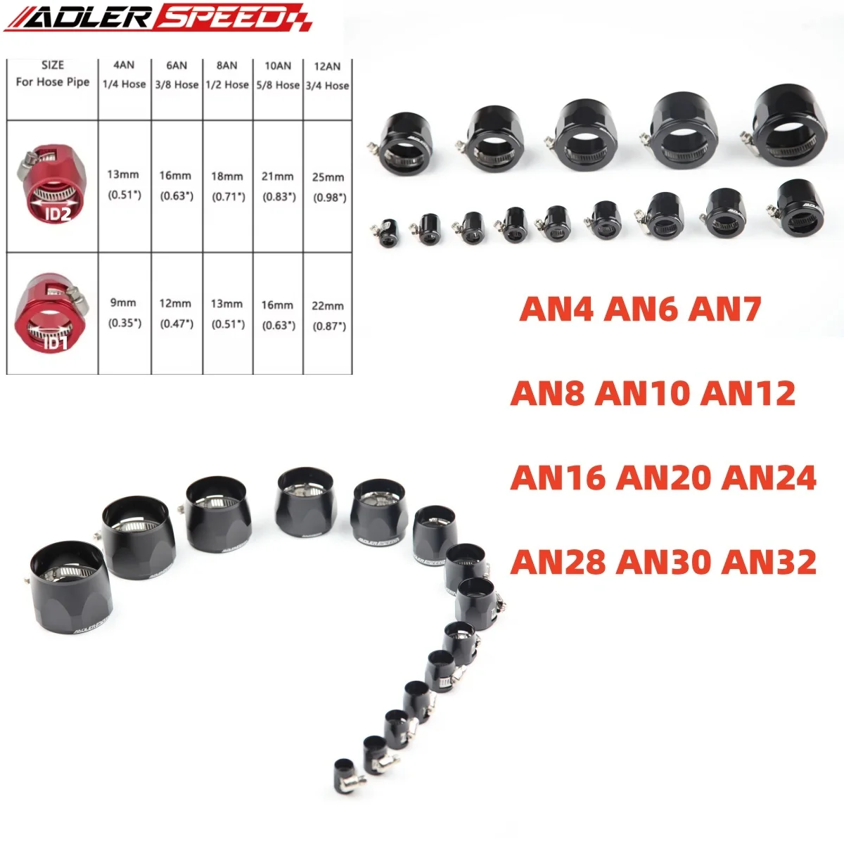 1PCS Universal AN4 AN6 AN8 AN10 AN12 AN14 AN16 AN18 35mm 37mm 40mm 42mm 45mm 50mm car Fuel Hose Hose Clamps Aluminum Connectors
1PCS Universal AN4 AN6 AN8 AN10 AN12 AN14 AN16 AN18 35mm 37mm 40mm 42mm 45mm 50mm car Fuel Hose Hose Clamps Aluminum Connectors