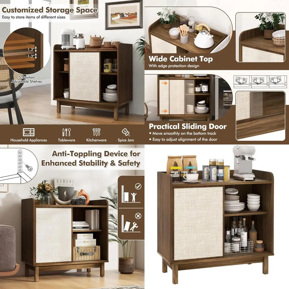 Mid-Century Walnut Buffet Cabinet with Sliding Door & Adjustable Shelves for Kitchen, Living Room, and Entryway Storage
Mid-Century Walnut Buffet Cabinet with Sliding Door & Adjustable Shelves for Kitchen, Living Room, and Entryway Storage