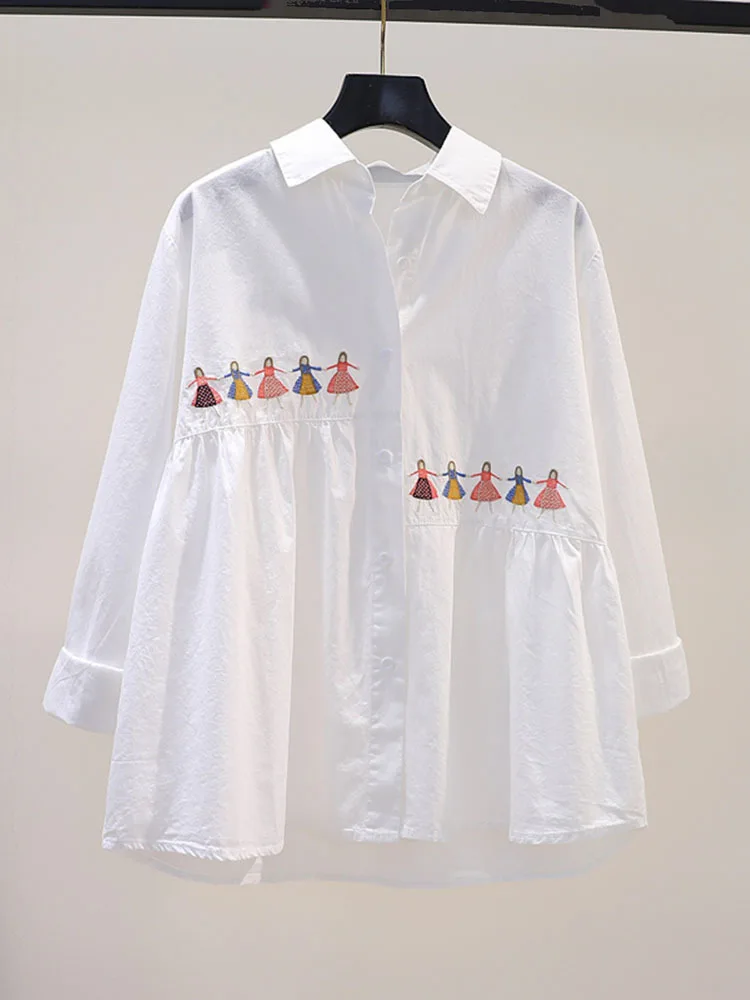 Women 2024 Spring Autumn New Embroidery Long Sleeve Shirt Female Loose Cotton Shirts Ladies Single-breasted Casual Blouses
Women 2024 Spring Autumn New Embroidery Long Sleeve Shirt Female Loose Cotton Shirts Ladies Single-breasted Casual Blouses