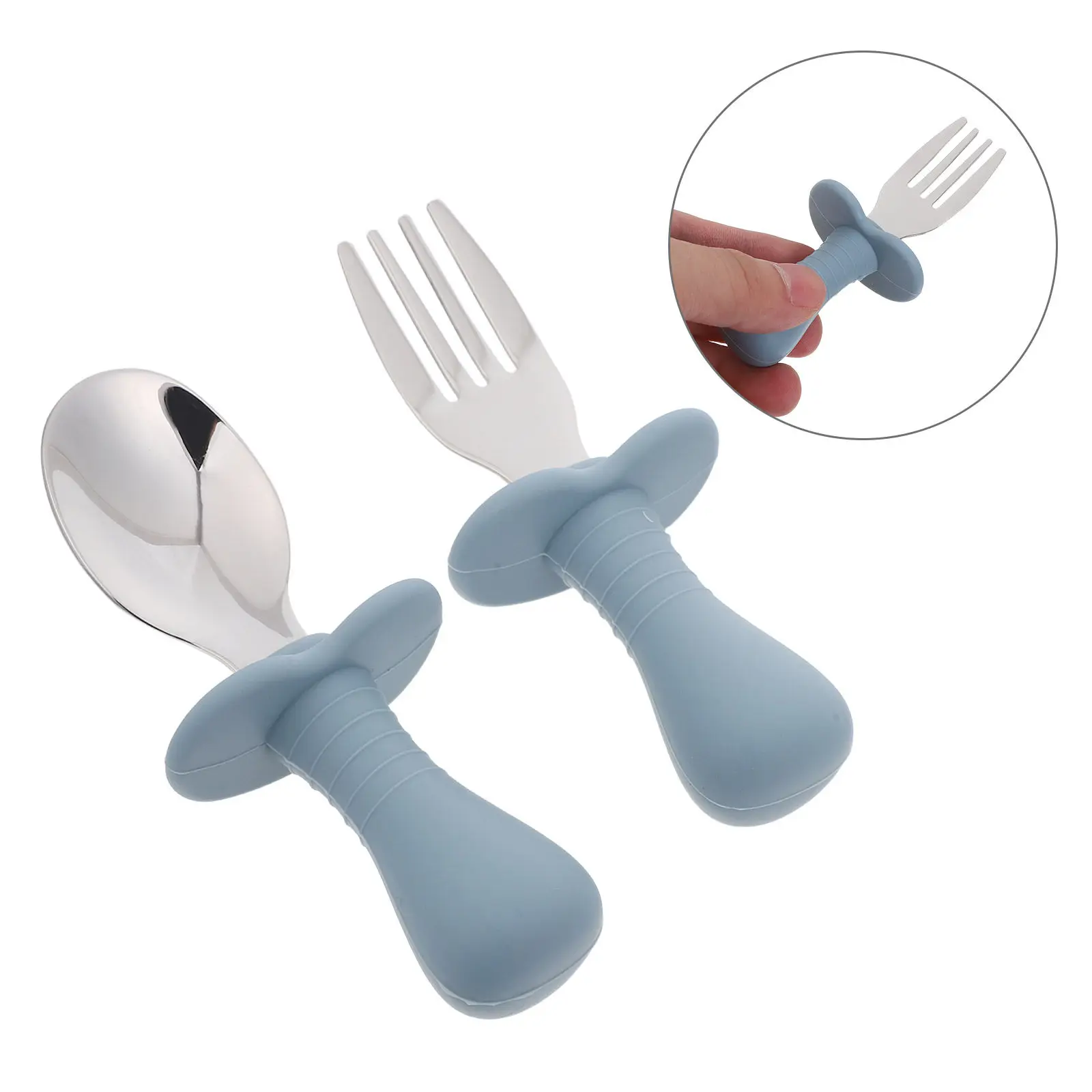 1set 1Set Baby Silicone Fork Spoon Toddler Training Utensils With Stainless Steel Head Kids Tableware Set For Safe Feeding
1set 1Set Baby Silicone Fork Spoon Toddler Training Utensils With Stainless Steel Head Kids Tableware Set For Safe Feeding