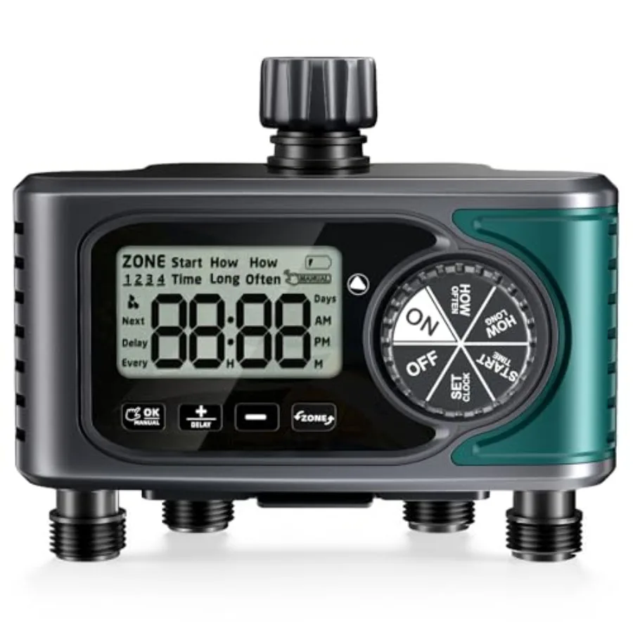 Garden hose sprinkler timer for lawn irrigation: 4-zone programmable controller with rain delay manual/automatic modes durable
Garden hose sprinkler timer for lawn irrigation: 4-zone programmable controller with rain delay manual/automatic modes durable