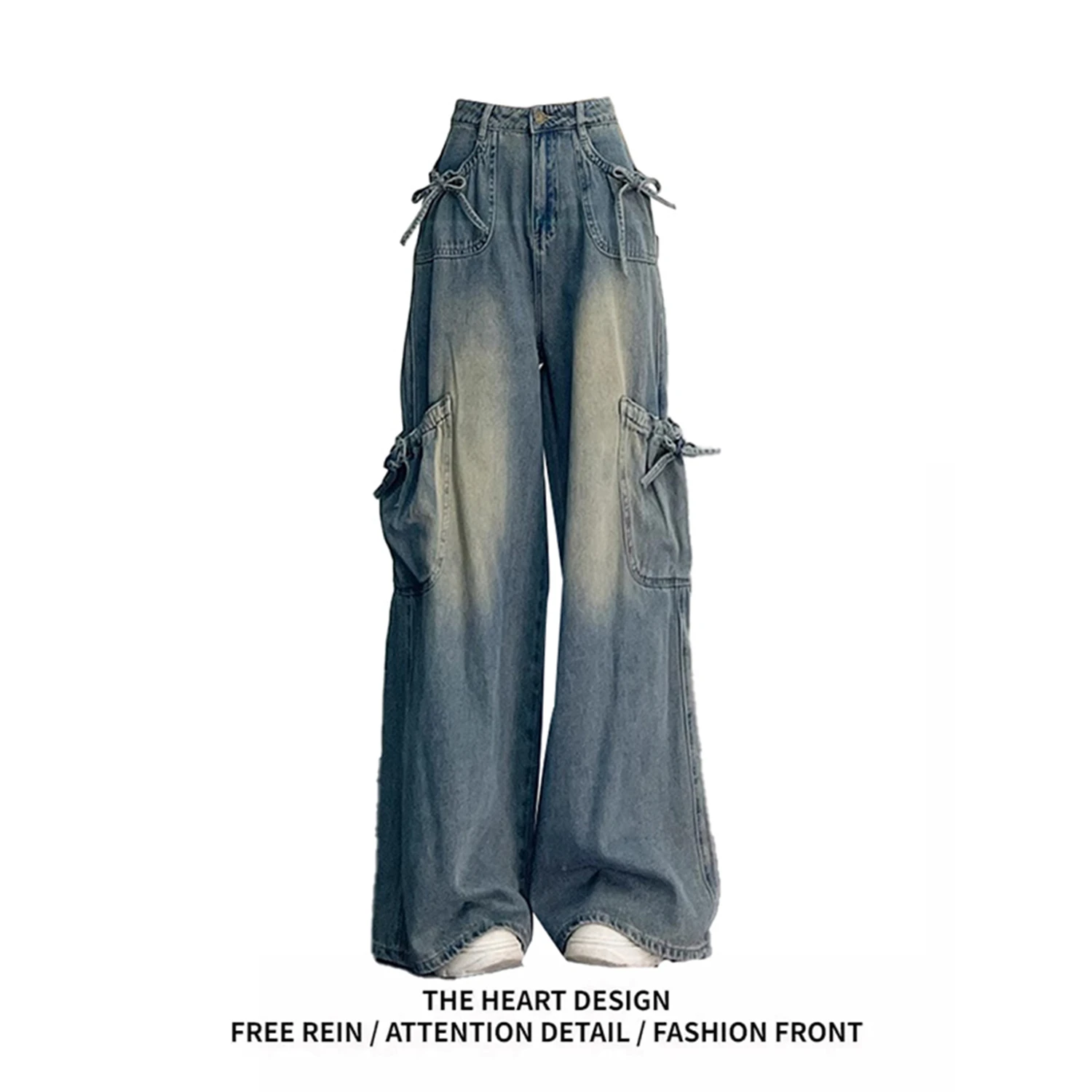 Y2K Women's High Waist Vintage Washed Denim Wide Leg Pants Fashion Cargo Pockets Drawstring Loose Casual Streetwear Trousers
Y2K Women's High Waist Vintage Washed Denim Wide Leg Pants Fashion Cargo Pockets Drawstring Loose Casual Streetwear Trousers