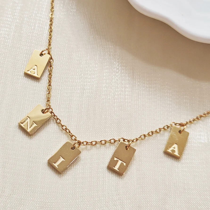 Customized Name Necklace Personalized Stainless Steel Carving Name Letter Pendant Gold Chain Nameplate Jewelry Gift
Customized Name Necklace Personalized Stainless Steel Carving Name Letter Pendant Gold Chain Nameplate Jewelry Gift