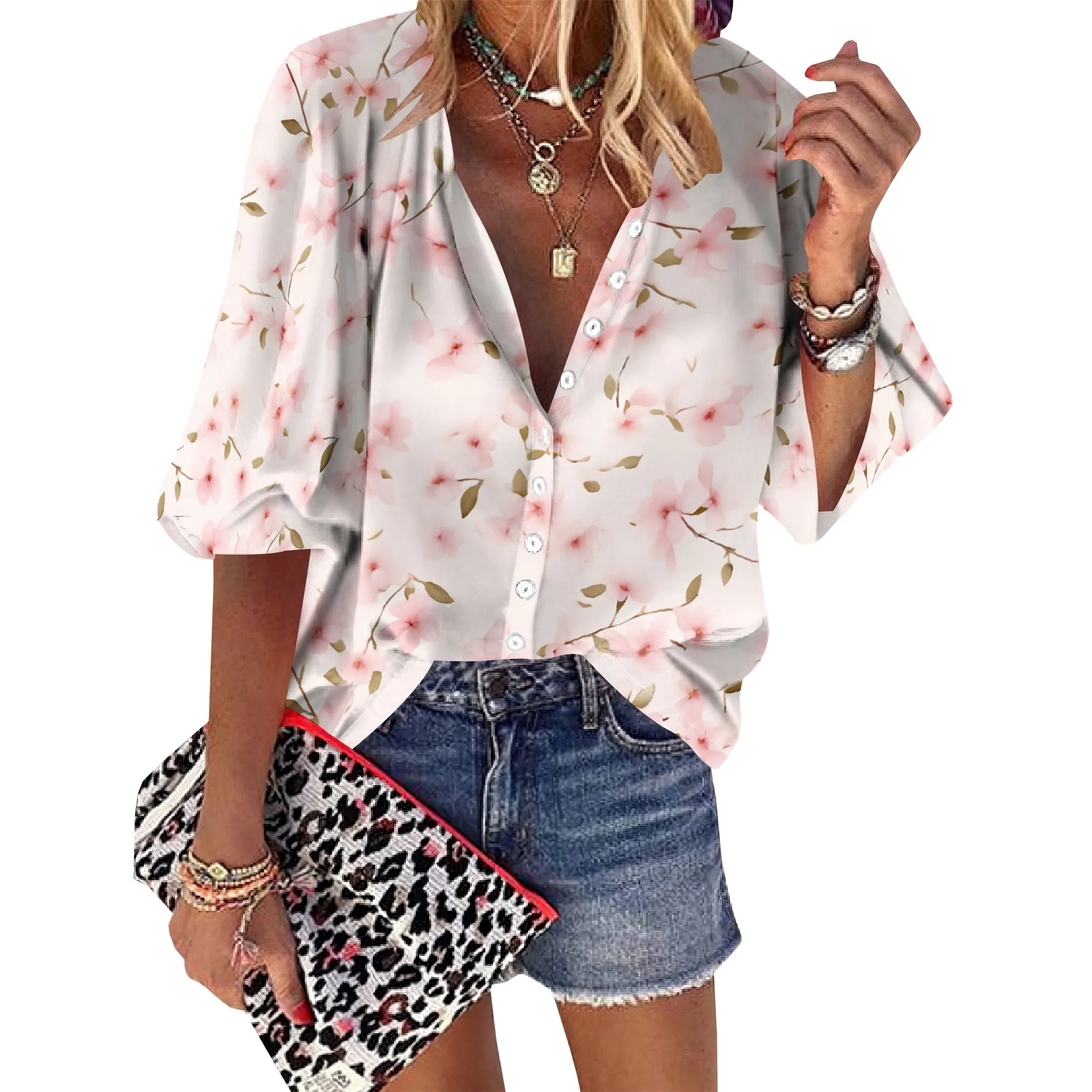 Womens Button Down Petite Pink Flower Patterns Shirts 3/4 Sleeve Dressy Casual Tops Pleated Business Floral Blouses 2025
Womens Button Down Petite Pink Flower Patterns Shirts 3/4 Sleeve Dressy Casual Tops Pleated Business Floral Blouses 2025
