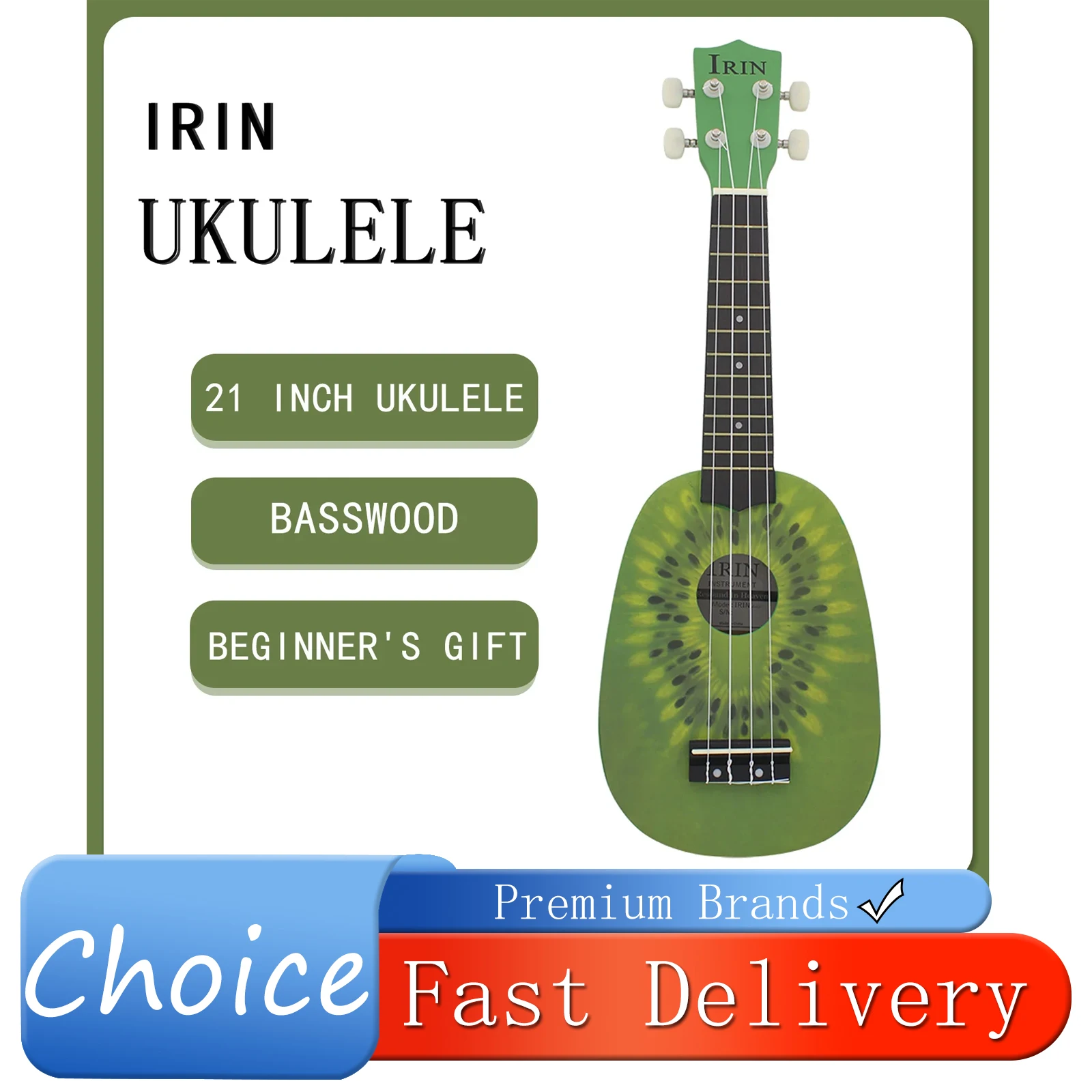 IRIN 21 Inch Ukulele 4 Strings Guitar Kiwi Hawaiian Mini Guitarra Basswood Ukulele Stringed Musical Instrument Beginner Gift
IRIN 21 Inch Ukulele 4 Strings Guitar Kiwi Hawaiian Mini Guitarra Basswood Ukulele Stringed Musical Instrument Beginner Gift
