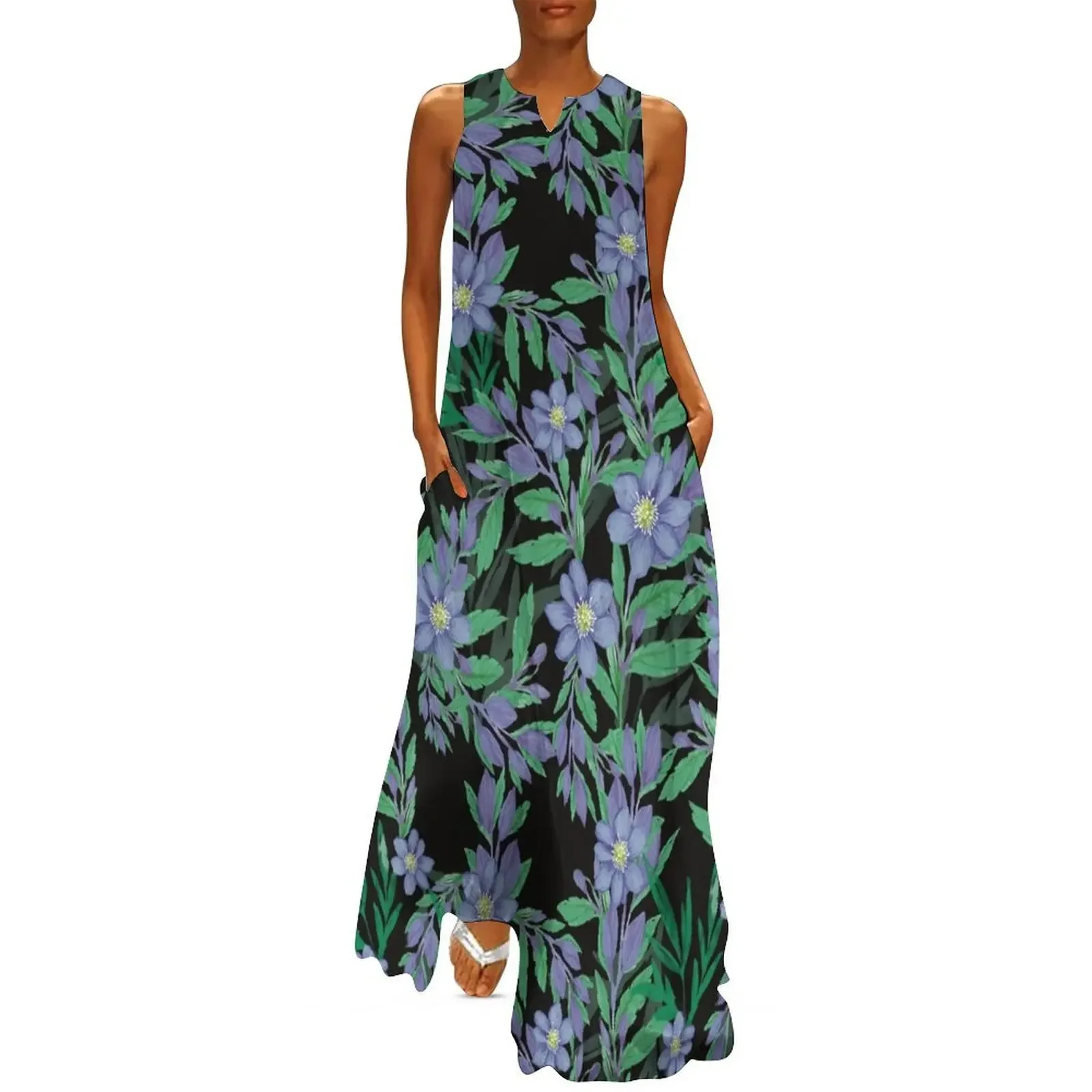 Blooming purple floral at night Long Dress summer women's suit summer woman dress 2025 Dress 
Blooming purple floral at night Long Dress summer women's suit summer woman dress 2025 Dress