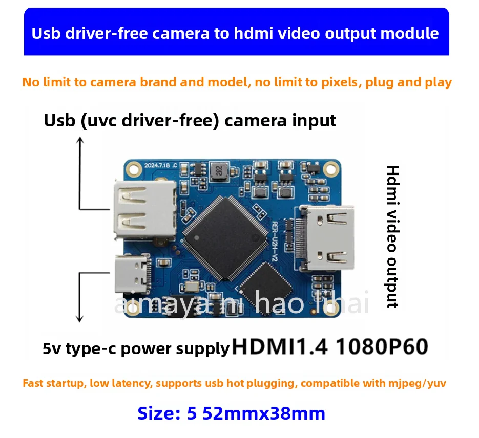 New original UVC drive free USB camera to HDMI video output module 1080P MJPEG/YUV compatible pocket 3
New original UVC drive free USB camera to HDMI video output module 1080P MJPEG/YUV compatible pocket 3